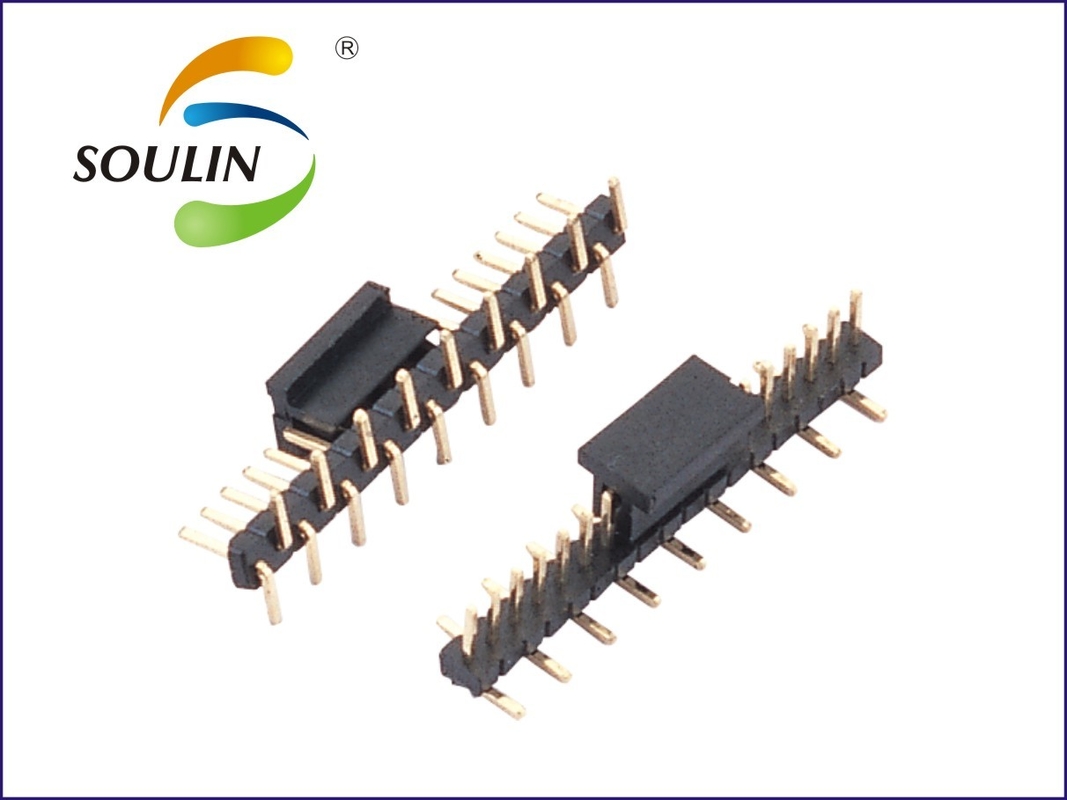 Black 2.0mm Single Row Pin Header Connectors SMT Gold Plating